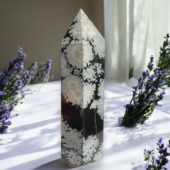 Snowflake Obsidian Crystal‎ Tower (#9) - Picture 1 of 9